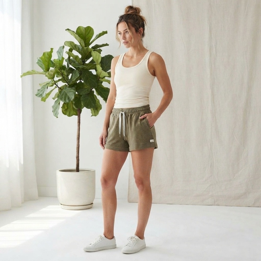 Vuori Halo Performance Shorts Womens XS Olive Green Excellent VW339 Drawstring